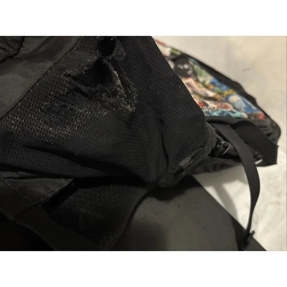 The North Face Hiking Trail Backpack Multicolor Stamped Denali Bag Nylon HOLES